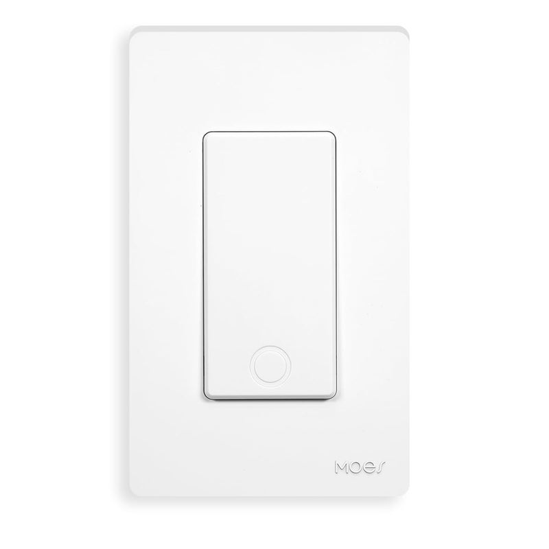 MOES مفتاح ضوء ذكي بعمود واحد، مفتاح حائط ذكي بتقنية 2.4GHz WiFi، يحتاج إلى سلك محايد، تحكم متعدد، تحكم عبر تطبيق Smart Life/TUYA، تحكم صوتي مع Alexa/Google Home، أبيض 1 مجموعة - Image 1